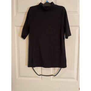 Halogen Womens Black Mock Neck Elbow Sleeve Knit Top Size S HA353425MI
